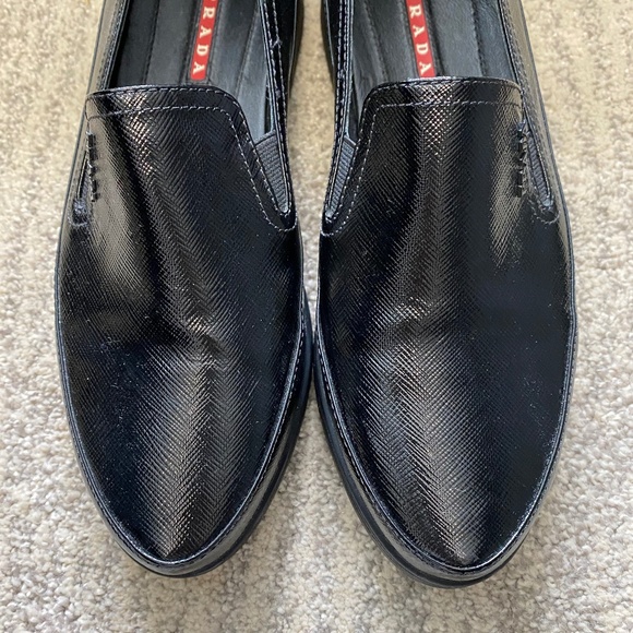Prada Black Shiny Patent Leather Slip-on Sneakers - Picture 3 of 4